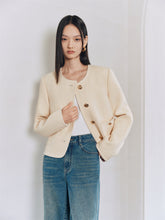 Women's Wool Blend Yellow Tweed Jacket